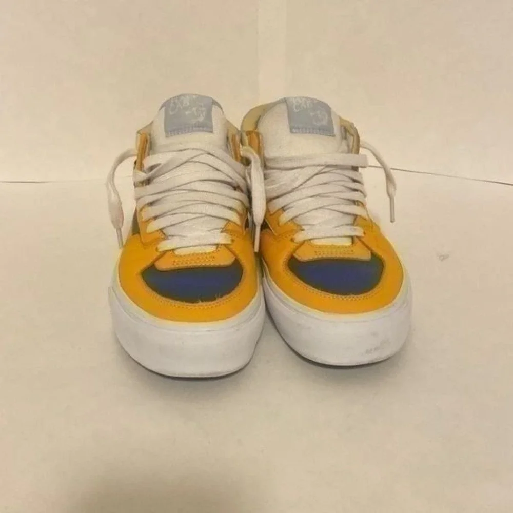 Vans Vault Half Cab EF VLT LX VN0A5HUS4GJ Gold Blue‎ White Leather Size 9.5